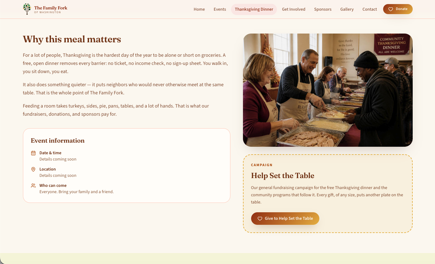 The Family Fork of Washington website preview 2